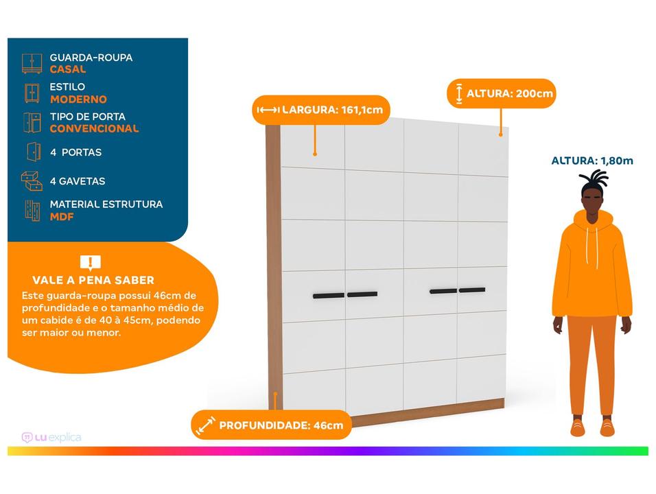 Guarda-roupa Casal 4 Gavetas 4 Portas Politorno Lisboa - 1