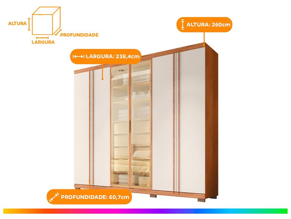 Guarda-roupa Casal 4 Gavetas 6 Portas Caemmun Acacius - 2