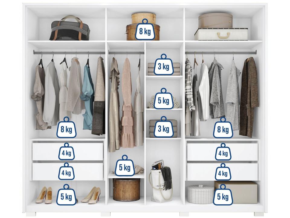 Guarda-roupa Casal 4 Gavetas 6 Portas Caemmun Apollo - 4