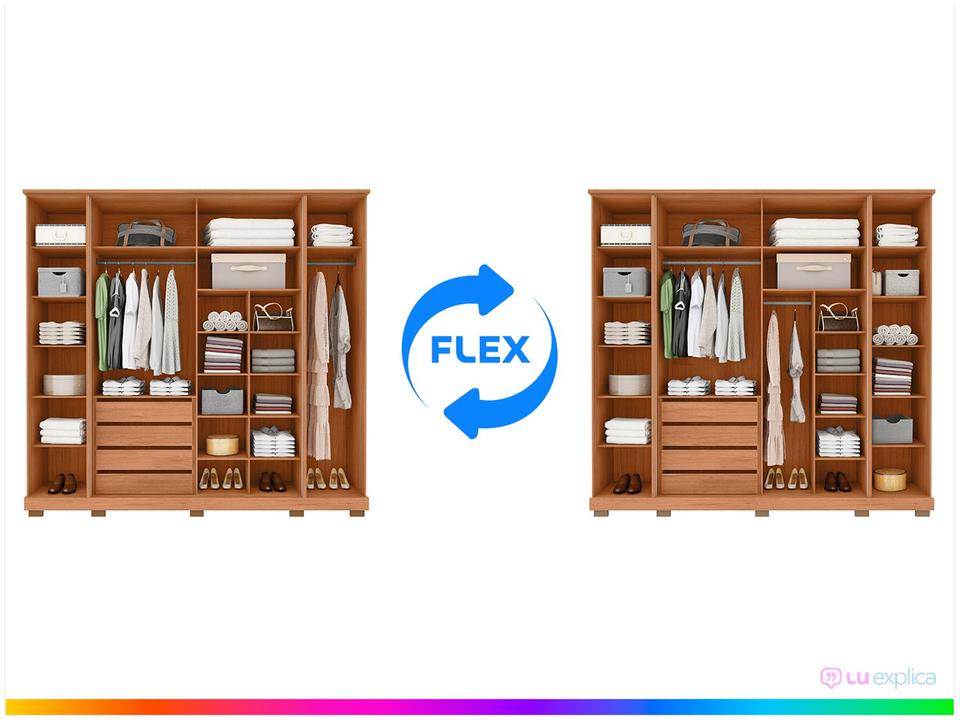 Guarda-roupa Casal 4 Gavetas 6 Portas Caemmun Impression - 1