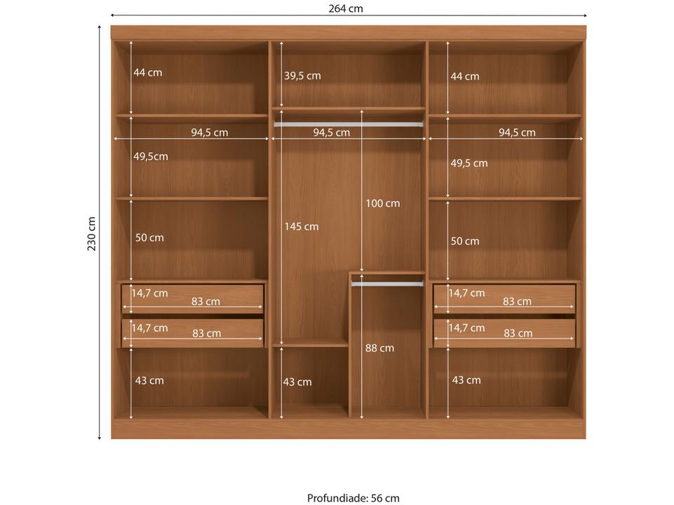 Guarda-roupa Casal 4 Gavetas 6 Portas Kappesberg Roma - 5