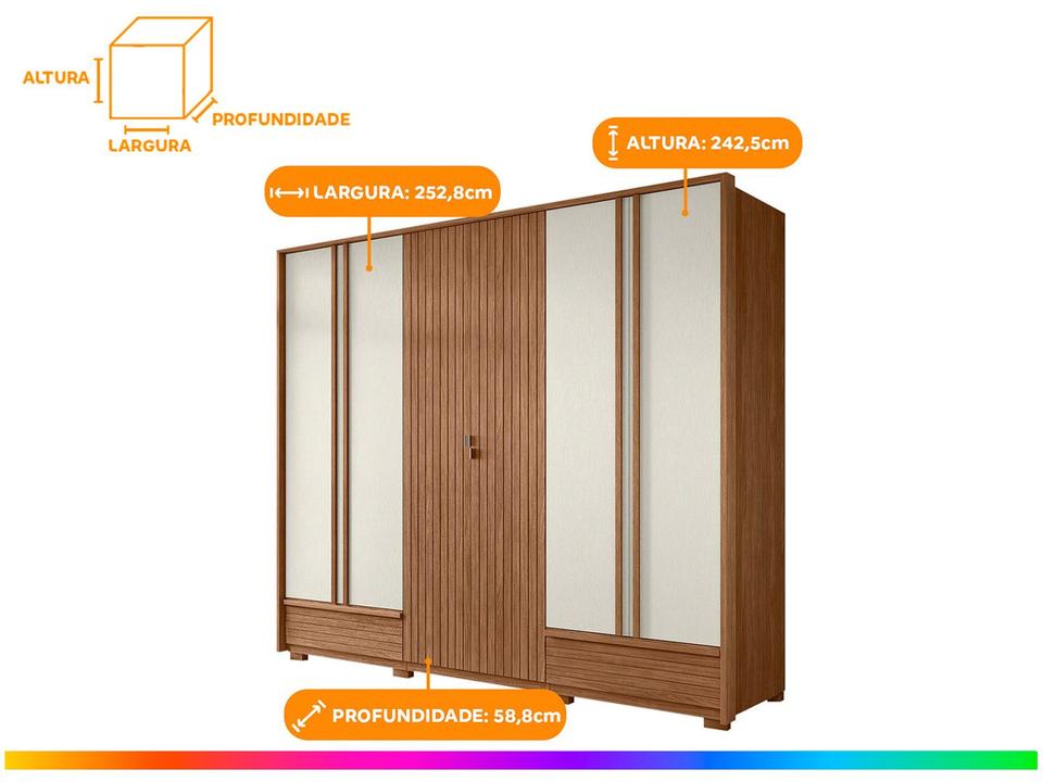 Guarda-roupa Casal 5 Gavetas 6 Portas Santos Andirá Democrata - 2