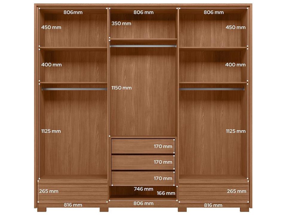 Guarda-roupa Casal 5 Gavetas 6 Portas Santos Andirá Democrata - 3