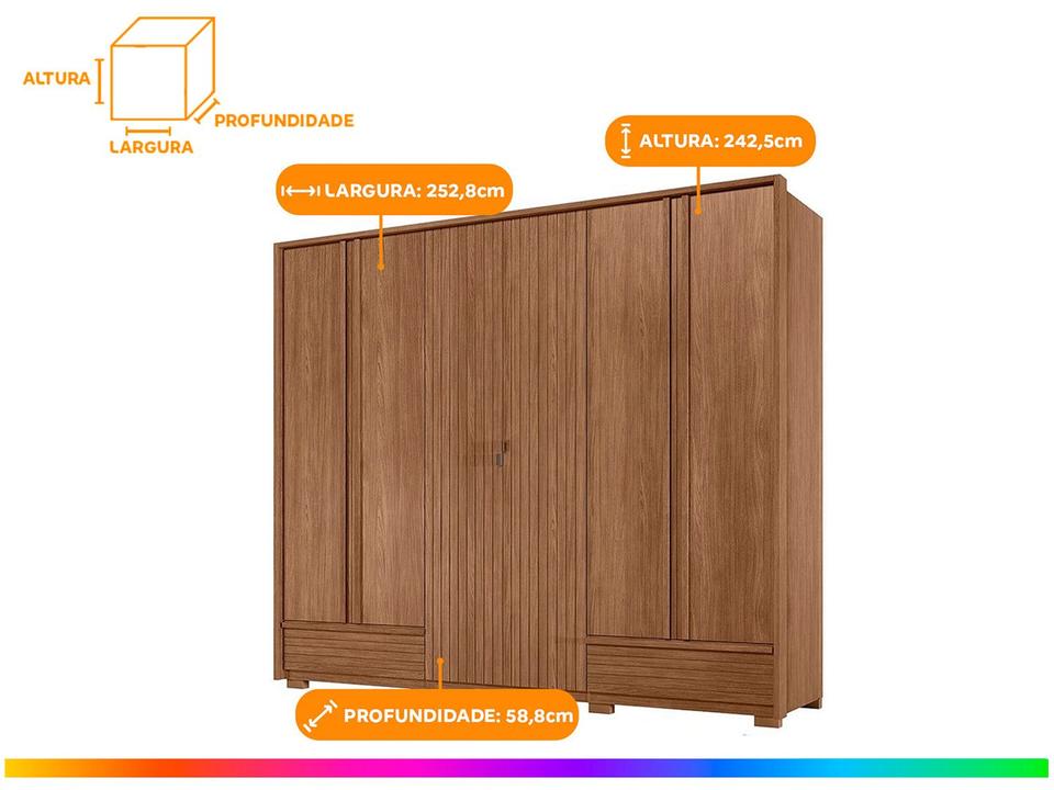 Guarda-roupa Casal 5 Gavetas 6 Portas Santos Andirá Democrata - 2