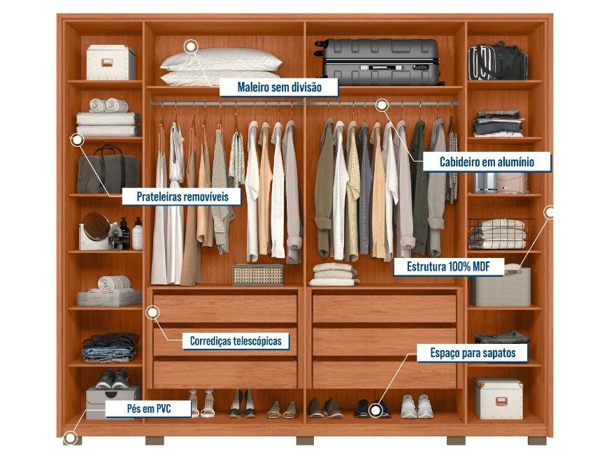 Guarda-roupa Casal 6 Gavetas 6 Portas Caemmun Coari - 3