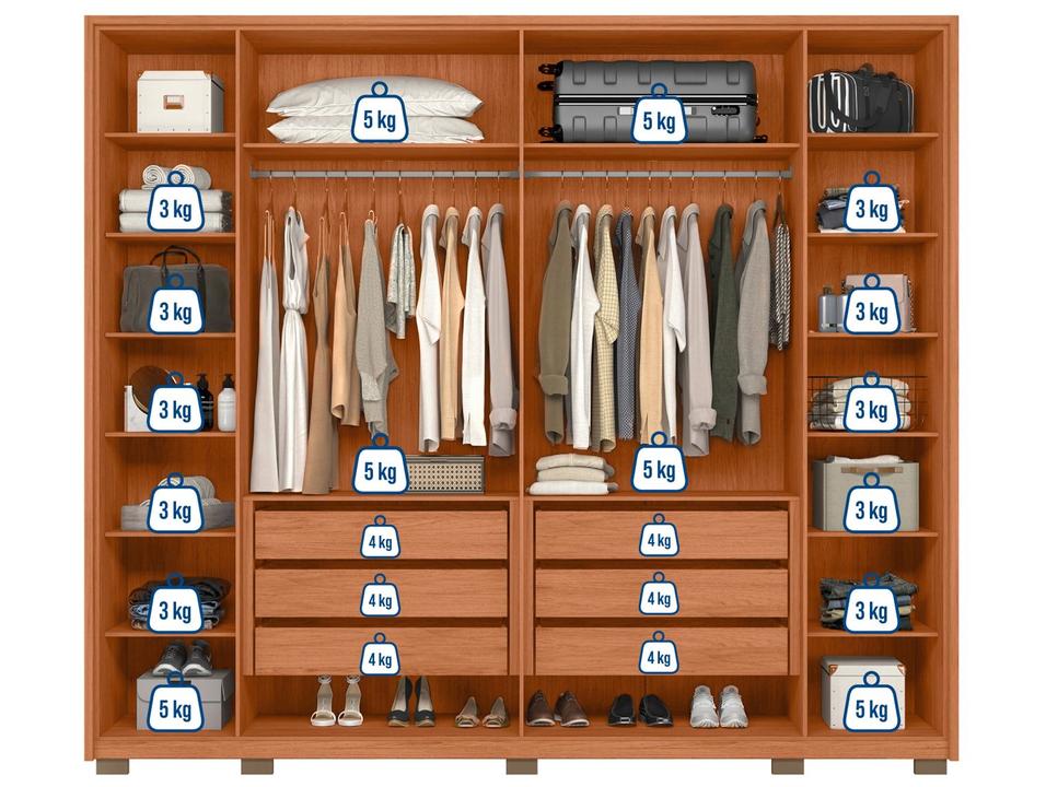 Guarda-roupa Casal 6 Gavetas 6 Portas Caemmun Coari - 4