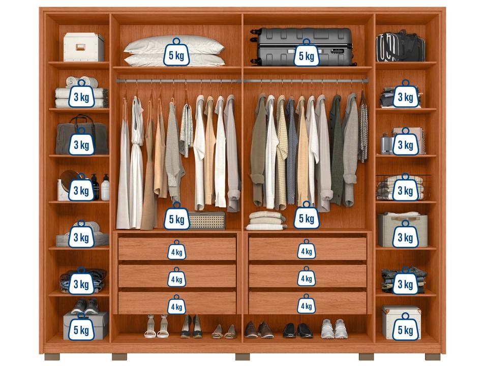 Guarda-roupa Casal 6 Gavetas 6 Portas Caemmun Coari - 4