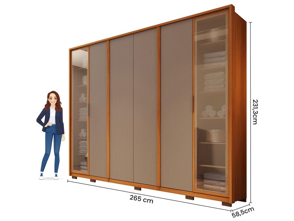 Guarda-roupa Casal 6 Gavetas 6 Portas Caemmun Coari - 5