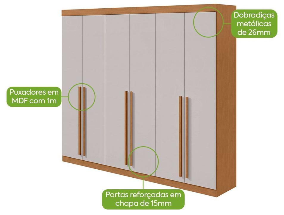 Guarda-roupa Casal 6 Gavetas 6 Portas Móveis Lopas Bertha - 4