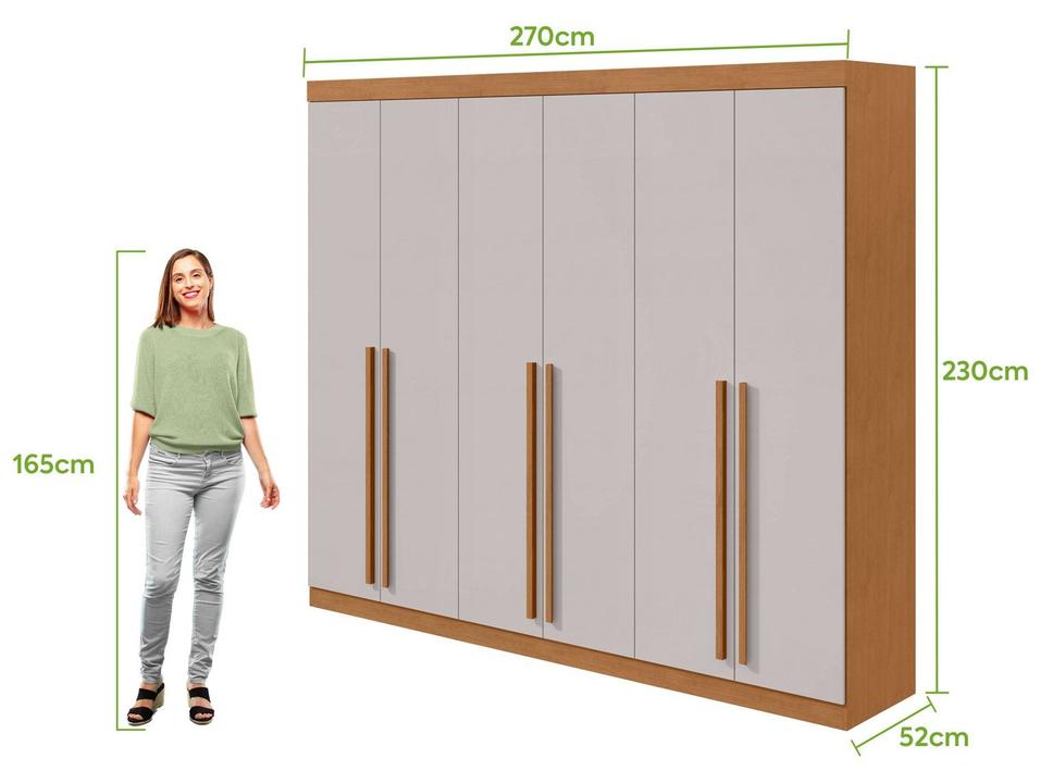 Guarda-roupa Casal 6 Gavetas 6 Portas Móveis Lopas Bertha - 2