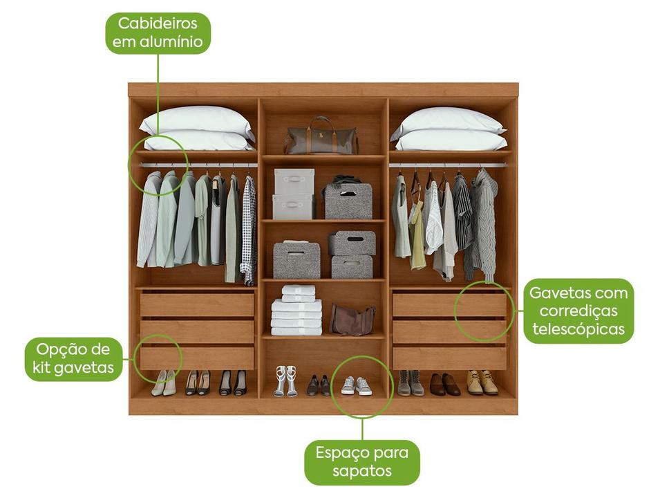Guarda-roupa Casal 6 Gavetas 6 Portas Móveis Lopas Bertha - 3
