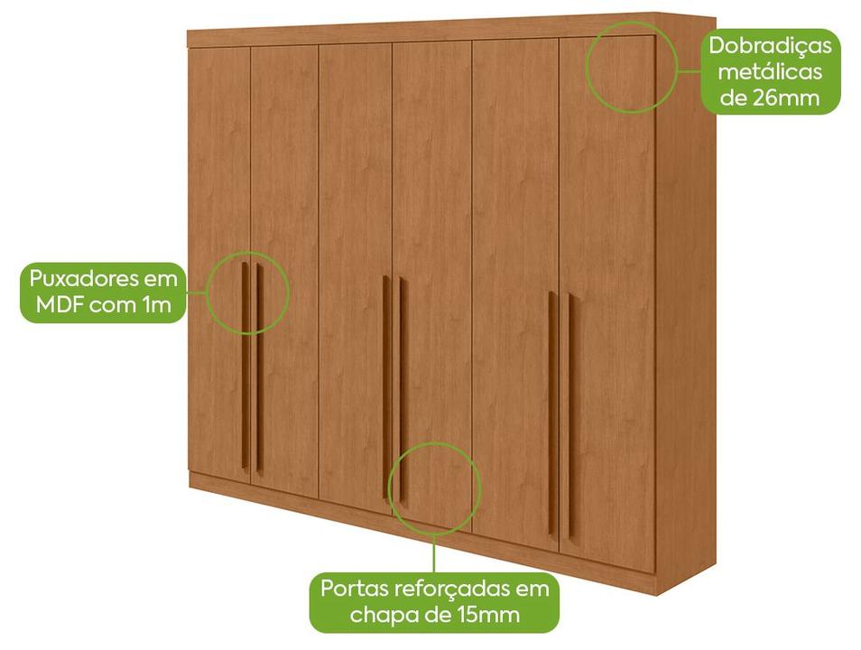 Guarda-roupa Casal 6 Gavetas 6 Portas Móveis Lopas Bertha - 4