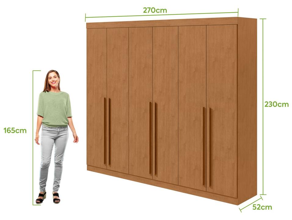 Guarda-roupa Casal 6 Gavetas 6 Portas Móveis Lopas Bertha - 2