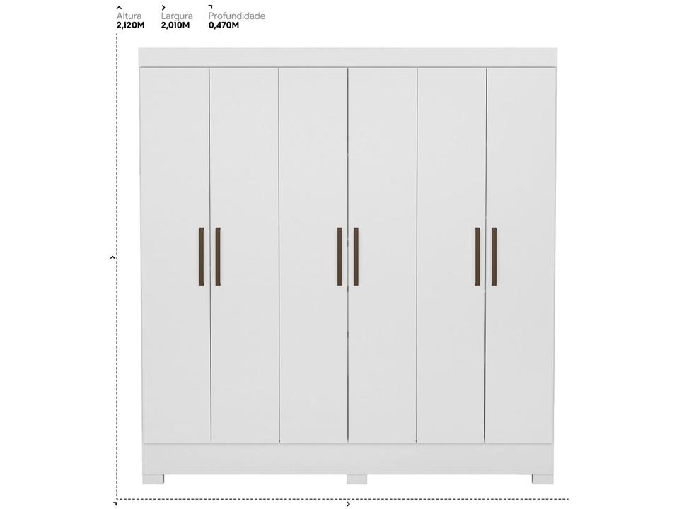 Guarda-roupa Casal 6 Portas 3 Gavetas Demóbile Prático - 11