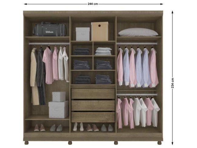 Guarda-roupa Casal 6 Portas 3 Gavetas - Móveis Lanza Genova - 6