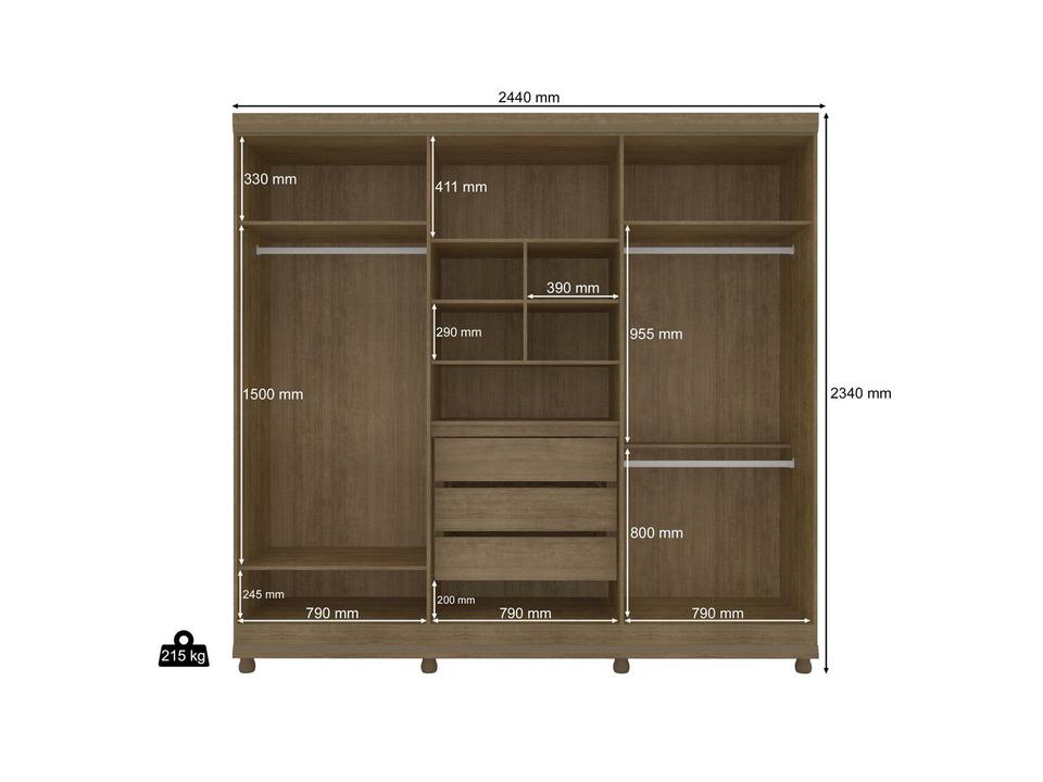 Guarda-roupa Casal 6 Portas 3 Gavetas - Móveis Lanza Genova - 7