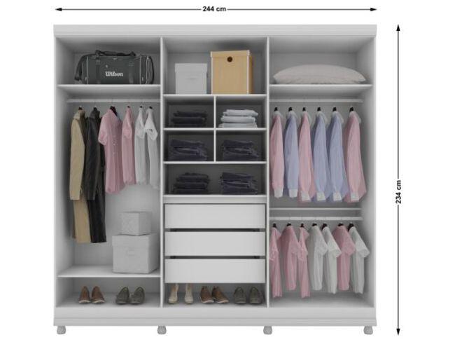 Guarda-roupa Casal 6 Portas 3 Gavetas Móveis Lanza - 3