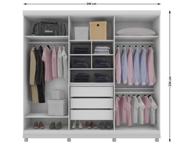 Guarda-roupa Casal 6 Portas 3 Gavetas Móveis Lanza - Genova - 3