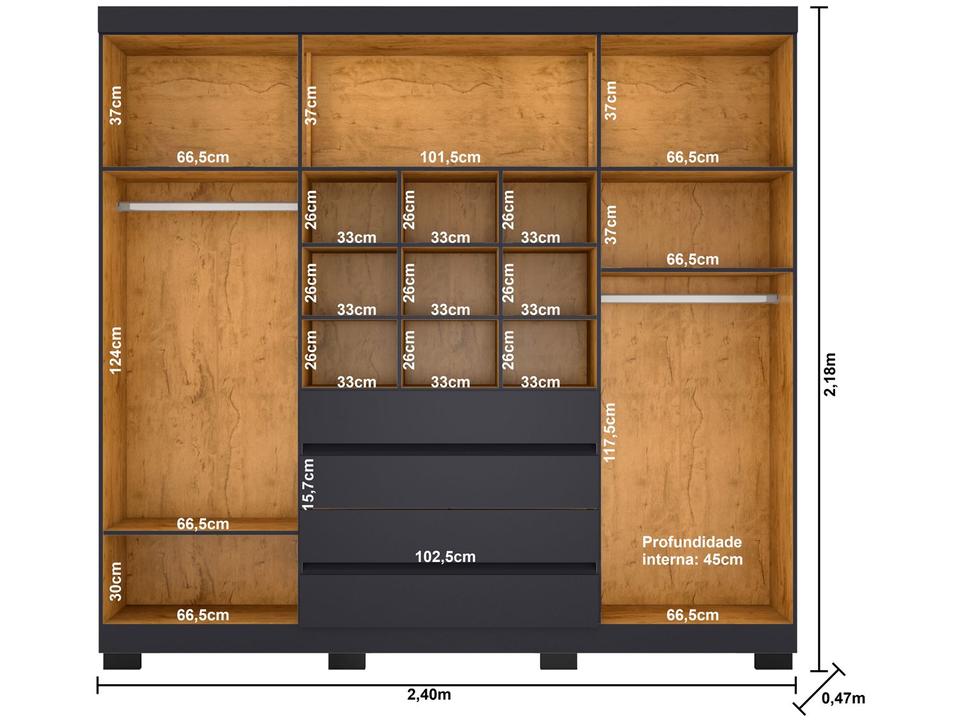 Guarda-roupa Casal 6 Portas 4 Gavetas Araplac Lisboa - 11