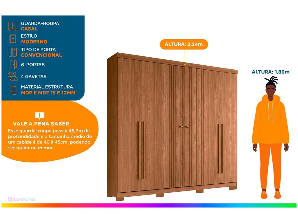 Guarda-roupa Casal 6 Portas 4 Gavetas - 1