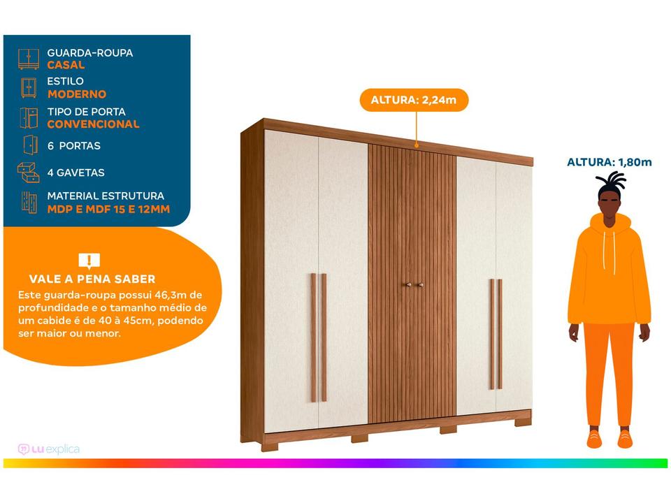 Guarda-roupa Casal 6 Portas 4 Gavetas - 2