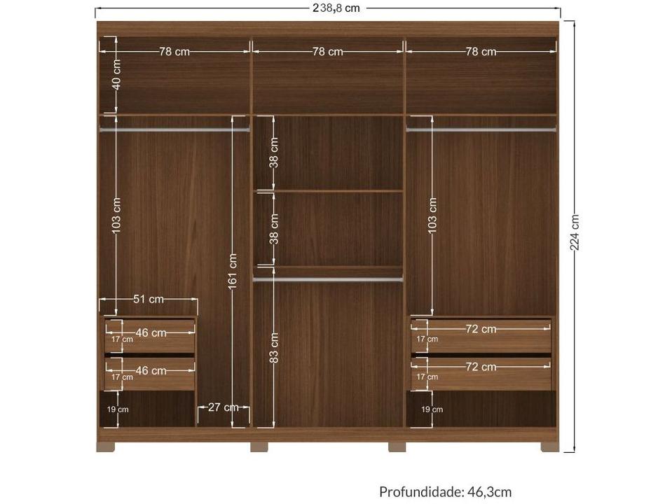 Guarda-roupa Casal 6 Portas 4 Gavetas Santos Andirá Imaginare New 6.4 - 7