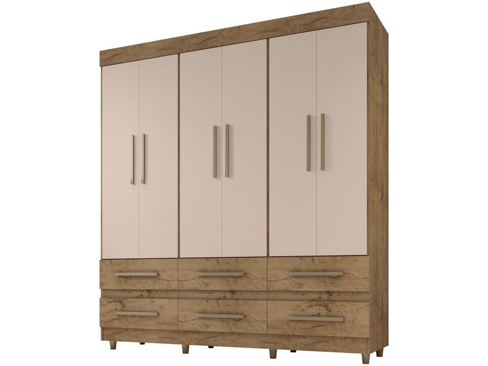 Guarda-roupa Casal 6 Portas 6 Gavetas Araplac - Maia - Marrom / Branco