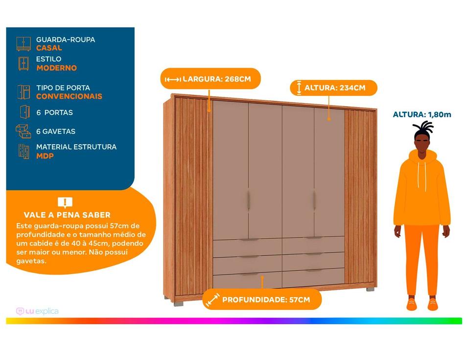 Guarda-roupa Casal 6 Portas 6 Gavetas - 4