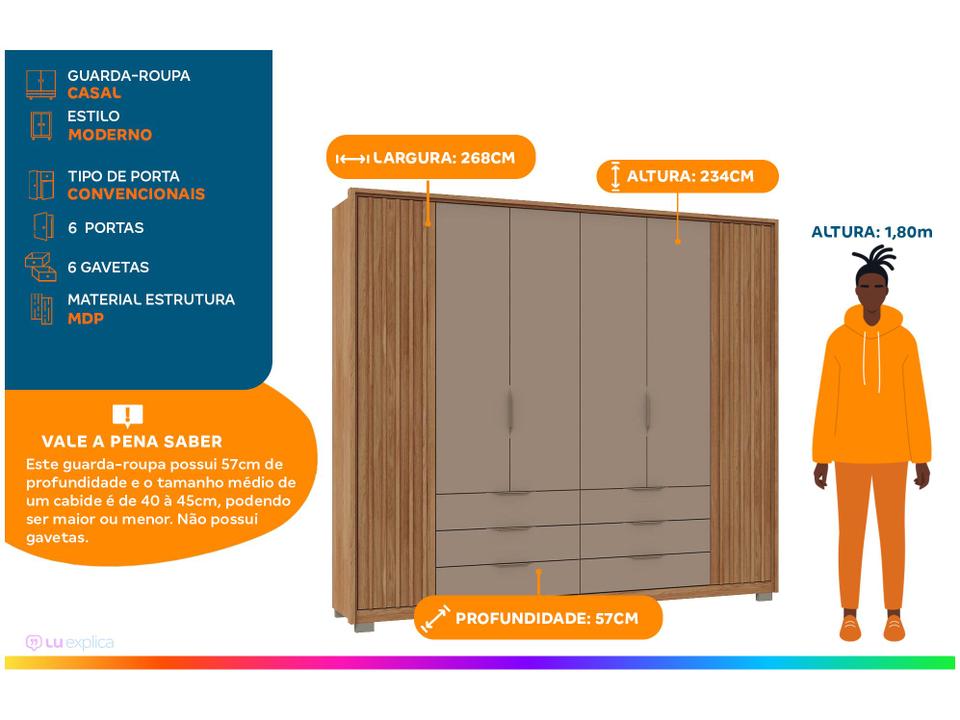 Guarda-roupa Casal 6 Portas 6 Gavetas - 1