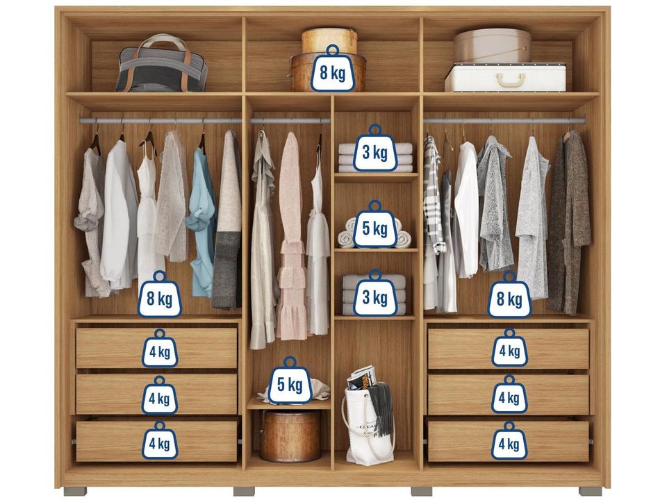 Guarda-roupa Casal 6 Portas 6 Gavetas Caemmun Centurium - 4