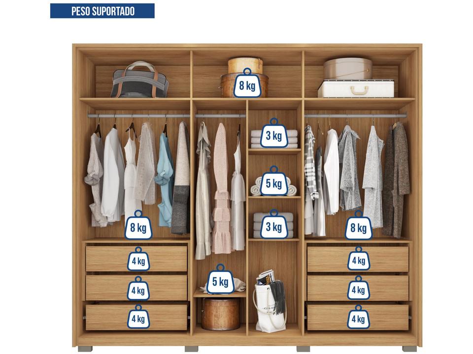 Guarda-roupa Casal 6 Portas 6 Gavetas Caemmun Cristal - 6
