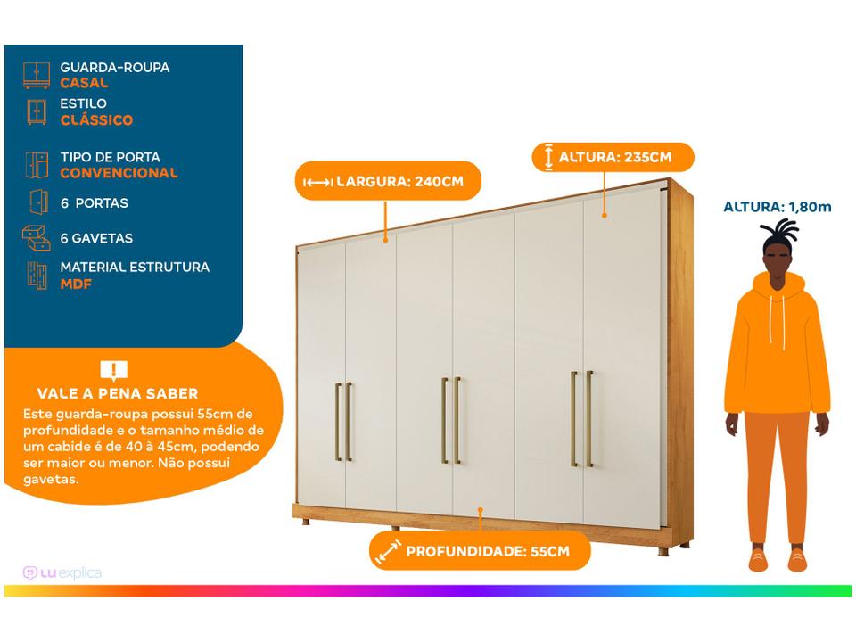 Guarda-roupa Casal 6 Portas 6 Gavetas - 1