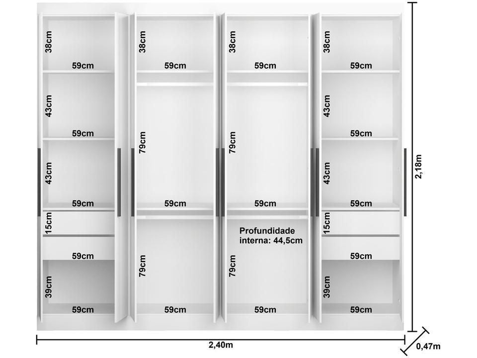 Guarda-roupa Casal 8 Portas 4 Gavetas Araplac 1684 - 9