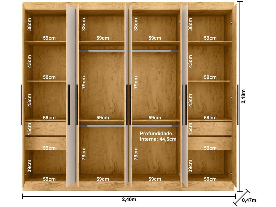 Guarda-roupa Casal 8 Portas 4 Gavetas - 9