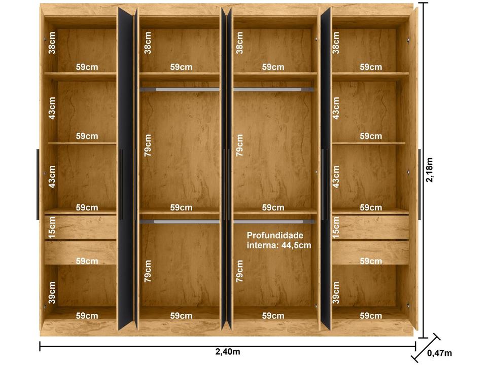 Guarda-roupa Casal 8 Portas 4 Gavetas - 9