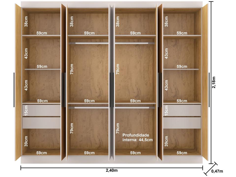 Guarda-roupa Casal 8 Portas 4 Gavetas Araplac Porto - 8