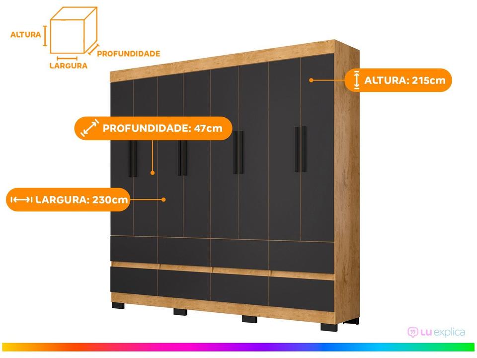 Guarda-roupa Casal 8 Portas 8 Gavetas Araplac B24088 - 2