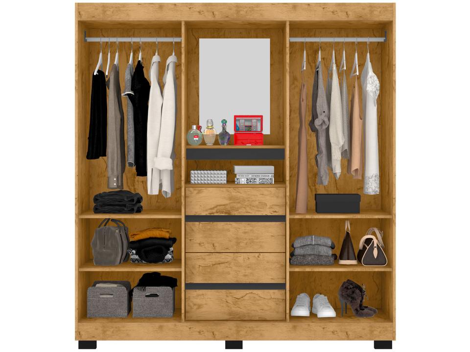 Guarda-roupa Casal com Espelho 2 Portas de Correr 4 Gavetas Araplac Sintra CAP24024 - 8