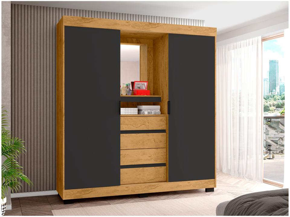 Guarda-roupa Casal com Espelho 2 Portas de Correr 4 Gavetas Araplac Sintra CAP24024 - 5