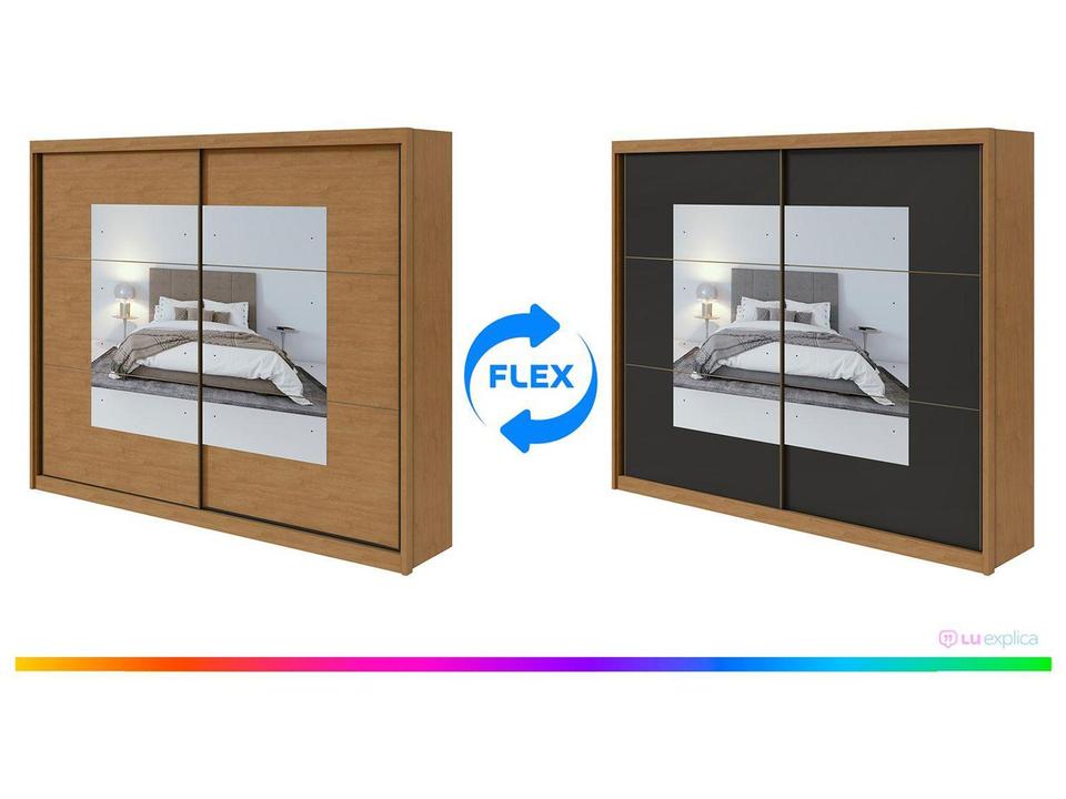 Guarda-roupa Casal com Espelho 2 Portas de Correr 6 Gavetas Caemmun Toronto - 1