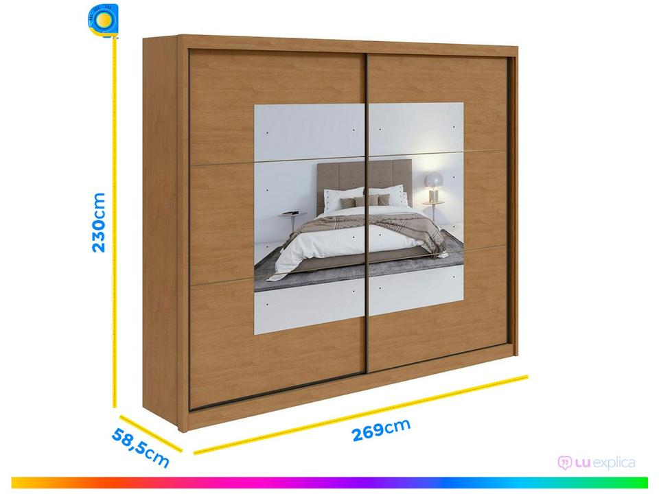 Guarda-roupa Casal com Espelho 2 Portas de Correr 6 Gavetas Caemmun Toronto - 13