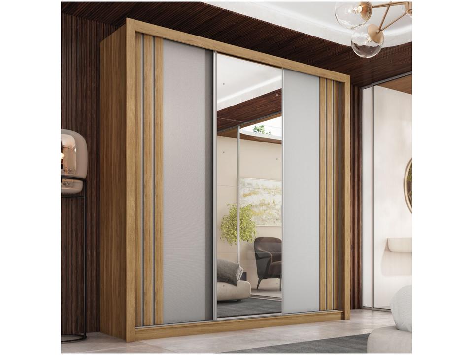 Guarda-roupa Casal com Espelho 3 Portas de Correr 2 Gavetas Demóbile Cannes - 4