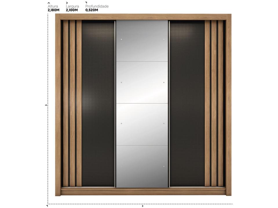 Guarda-roupa Casal com Espelho 3 Portas de Correr 2 Gavetas Demóbile Cannes - 18