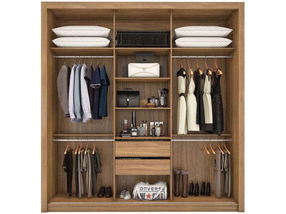 Guarda-roupa Casal com Espelho 3 Portas de Correr 2 Gavetas Demóbile Cannes - 3