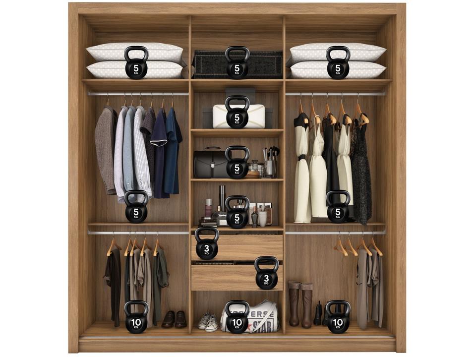 Guarda-roupa Casal com Espelho 3 Portas de Correr 2 Gavetas Demóbile Cannes - 19