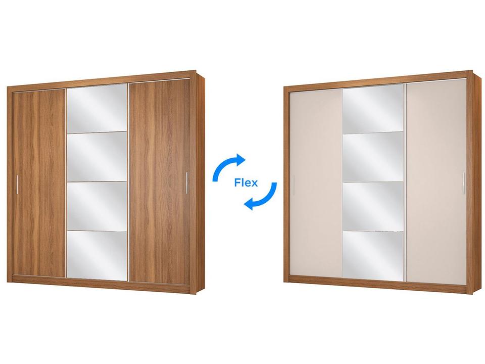 Guarda-roupa Casal com Espelho 3 Portas de Correr 2 Gavetas Demóbile Residence Flex - 3