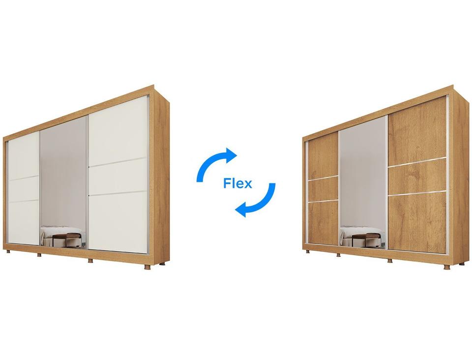 Guarda-roupa Casal com Espelho 3 Portas de Correr 3 Gavetas Europa Maranello 11617.1 - 2