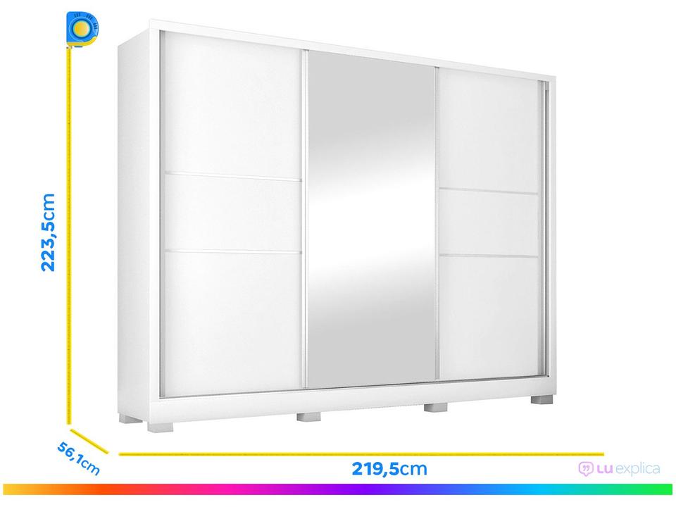 Guarda-roupa Casal com Espelho 3 Portas de Correr - 2