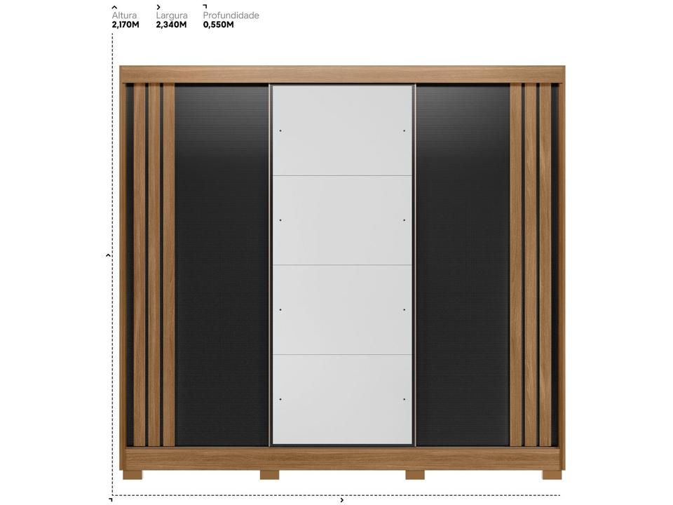 Guarda-roupa Casal com Espelho 3 Portas de Correr 6 Gavetas Demóbile Lille - 19