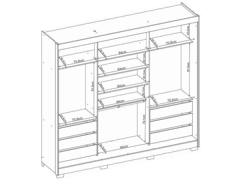 Guarda-roupa Casal com Espelho 3 Portas de Correr 6 Gavetas Demóbile Lille - 22